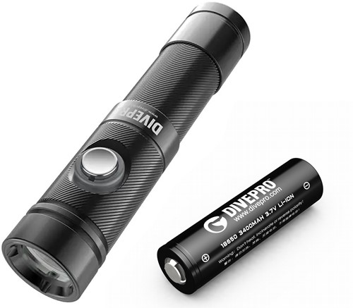 Divepro S10 1000 Lumen Zwart met extra batterij