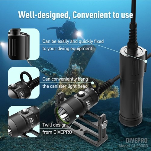 DivePro CL2000B Kabellamp - 2000 Lumen-3