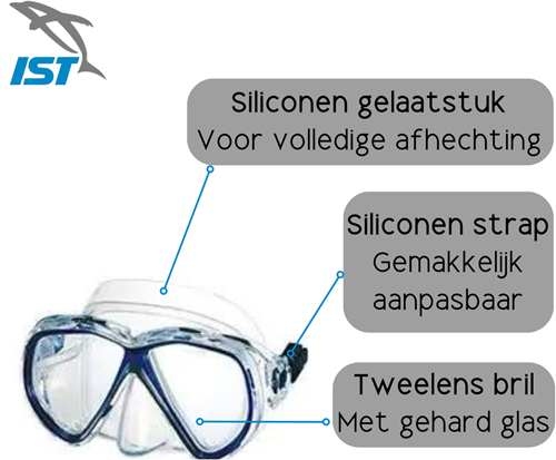 IST Sports Martinique - Snorkelset - Volwassenen - Goede Pasvorm - Ocean Blue-3