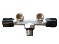 Kraan Dubbel T-Inline - M25x2 - 230 Bar - Nitrox