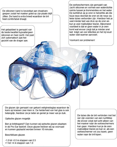 Pro Ear Duikmasker Blauw-2