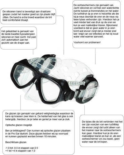 Pro Ear Duikmasker Zwart-2