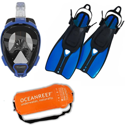 Ocean Reef Aria QR+ Snorkelmasker met DUO Vinnen - Blauw