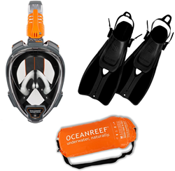 Ocean Reef Aria QR+ Snorkelmasker met DUO Vinnen - Zwart