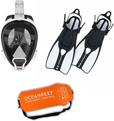 Ocean Reef Aria QR+ Snorkelmasker met DUO Vinnen - Wit