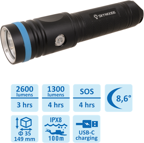 Skywoods Diving D7 Nova 2600 Lumen-2