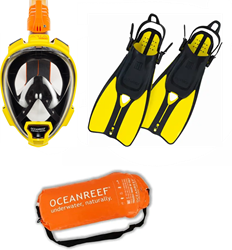Ocean Reef Aria QR+ Snorkelmasker met DUO Vinnen - Geel