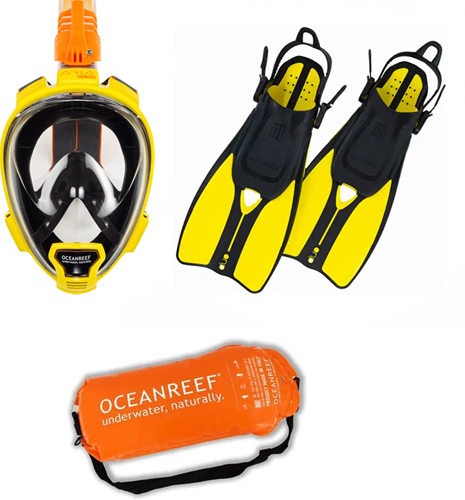 Ocean Reef Aria QR+ Snorkelmasker met DUO Vinnen - Geel