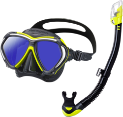 TUSA Paragon met Hyperdry Elite II snorkel - Premium snorkelset - Flash Yellow