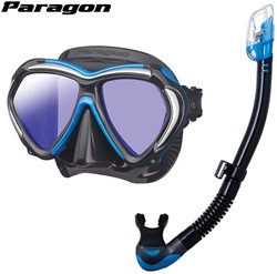 TUSA Paragon met Hyperdry Elite II snorkel - Premium snorkelset - Fishtail Blue