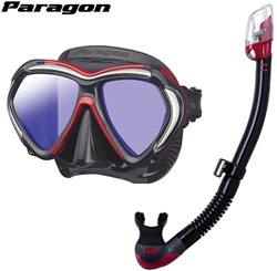 TUSA Paragon met Hyperdry Elite II snorkel - Premium snorkelset - Metallic Dark Red
