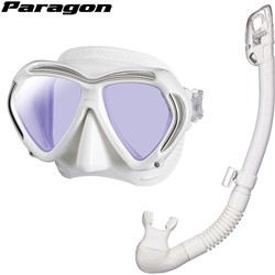 TUSA Paragon met Hyperdry Elite II snorkel - Premium snorkelset - All White