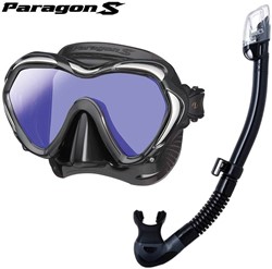 TUSA Paragon S met Hyperdry Elite II snorkel - Premium snorkelset met doorlopend glas - Black