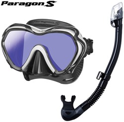 TUSA Paragon S met Hyperdry Elite II snorkel - Premium snorkelset met doorlopend glas - Black/White