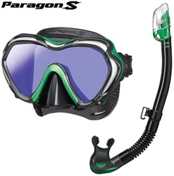TUSA Paragon S met Hyperdry Elite II snorkel - Premium snorkelset met doorlopend glas - Energy Green