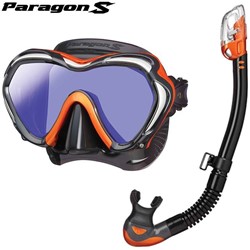 TUSA Paragon S met Hyperdry Elite II snorkel - Premium snorkelset met doorlopend glas - Energy Orange
