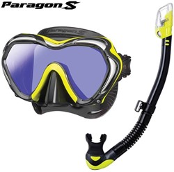 TUSA Paragon S met Hyperdry Elite II snorkel - Premium snorkelset met doorlopend glas - Flash Yellow
