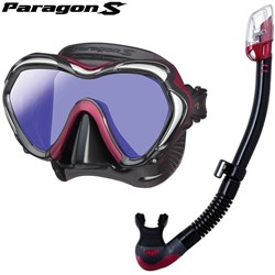 TUSA Paragon S met Hyperdry Elite II snorkel - Premium snorkelset met doorlopend glas - Metallic Dark Red