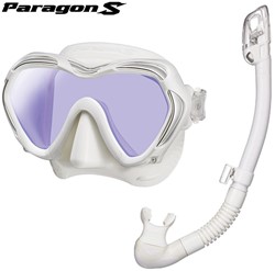 TUSA Paragon S met Hyperdry Elite II snorkel - Premium snorkelset met doorlopend glas - White